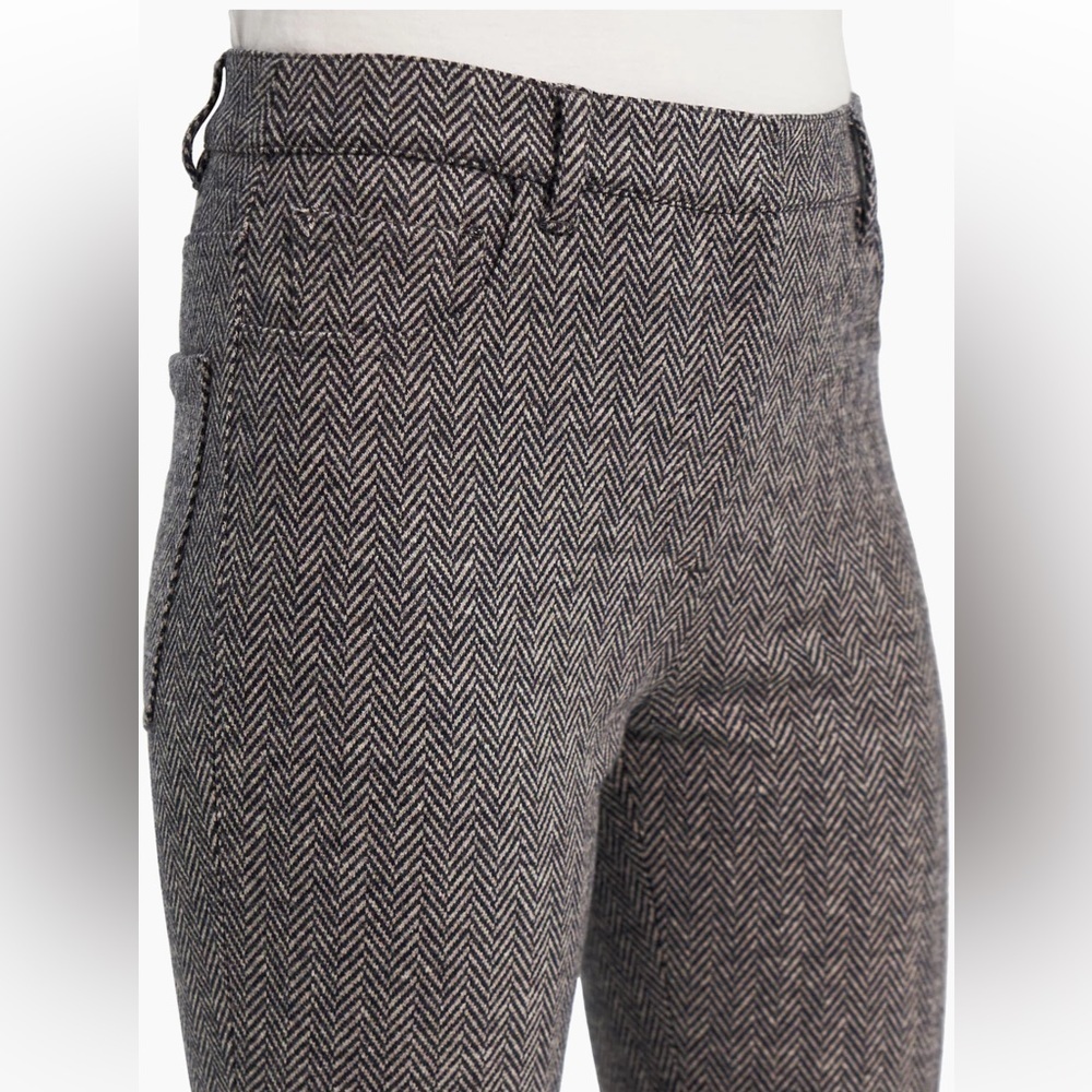 Theory Abbot herringbone black and white wool blend low rise flare trousers 6